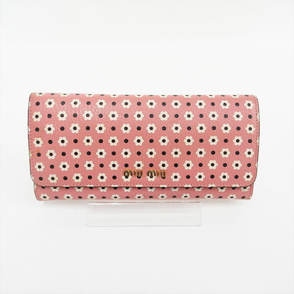 Miu Miu Flower Madras Long Wallet Pink